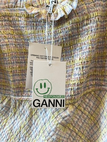 Pastel Plaid GANNI Dress NWT, Smocked , s