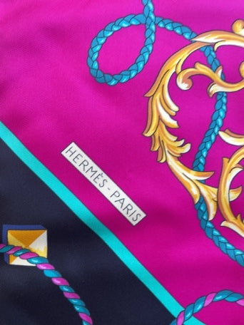 Midnight, multi Hermes Silk Scarf Les Cles Maxi Twilly- W/Box