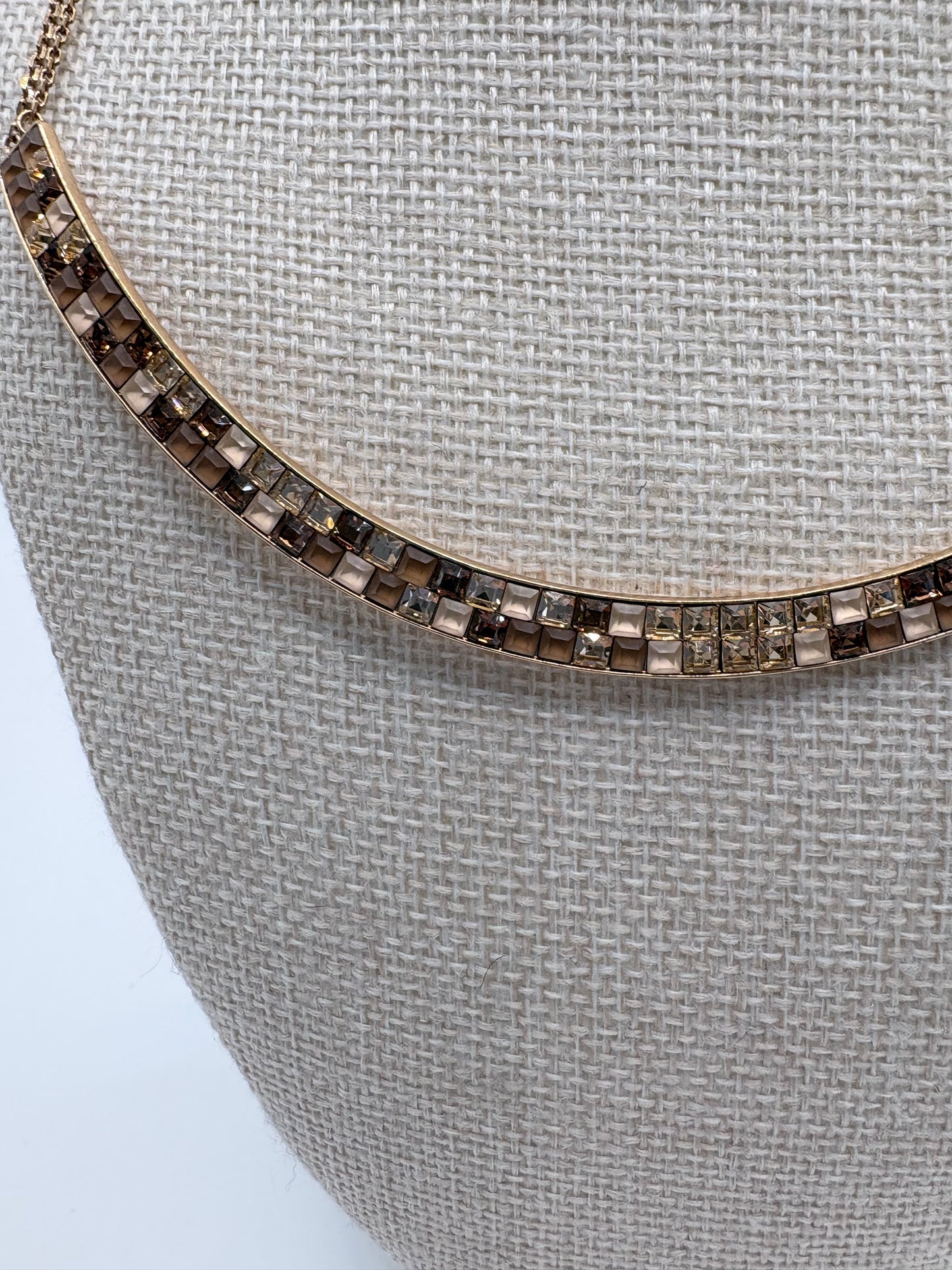 Gold/Bronze Viktor & Rolf neckalce Atelier Swarovski crystals\- square