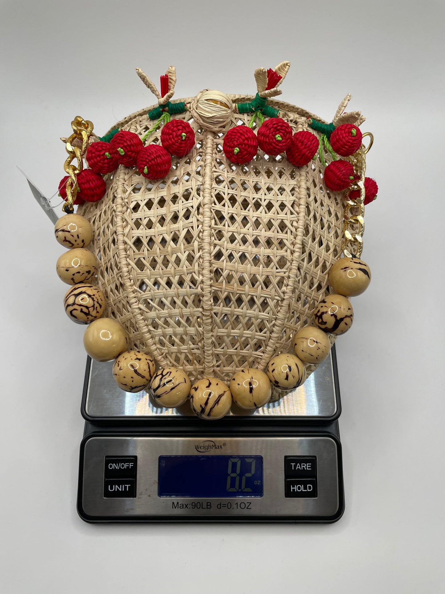 Wicker Red Victoria Dunn Purse Woven Cherry Bead