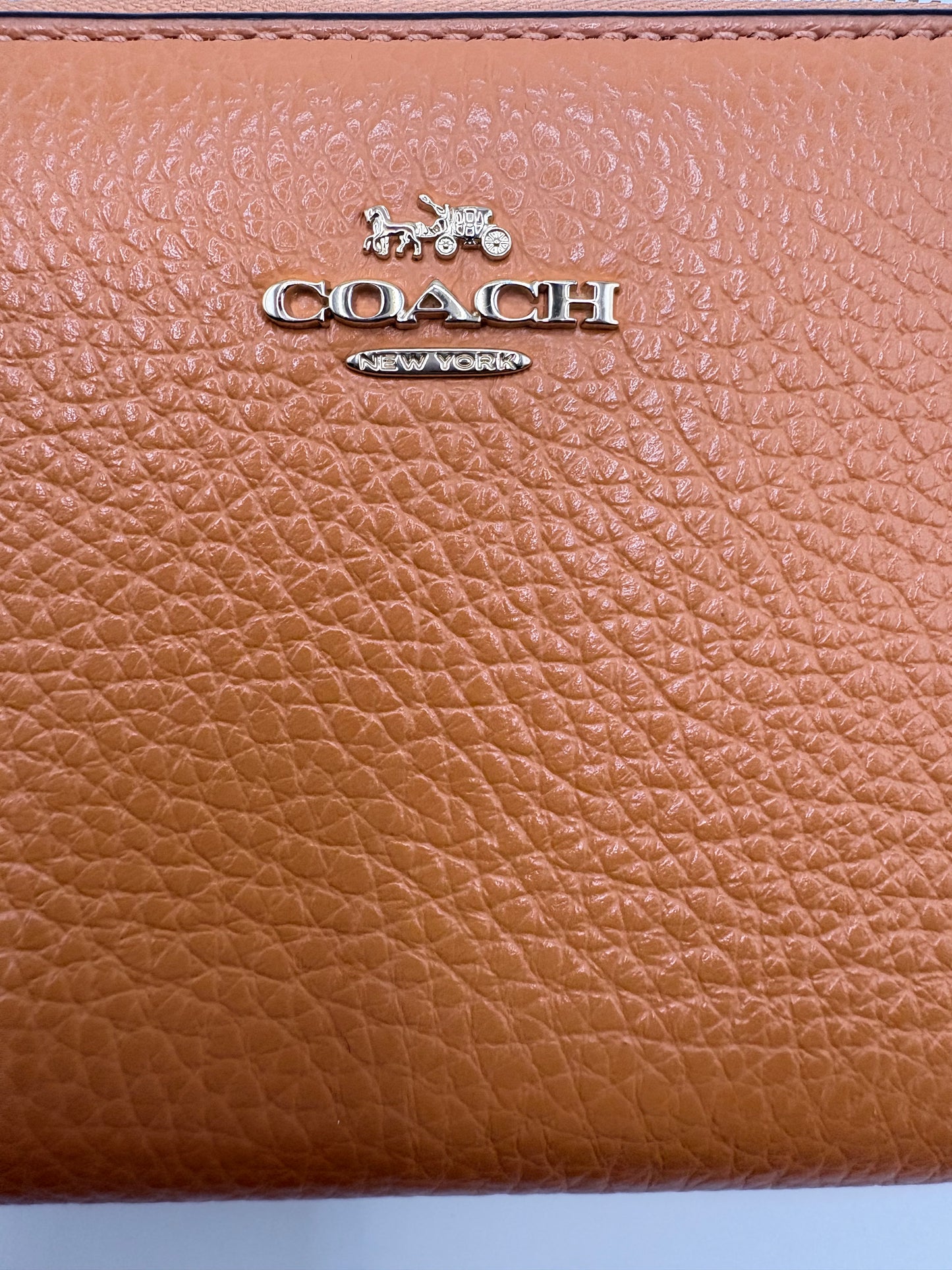 Orange Coach Wallet Pebbled Leather