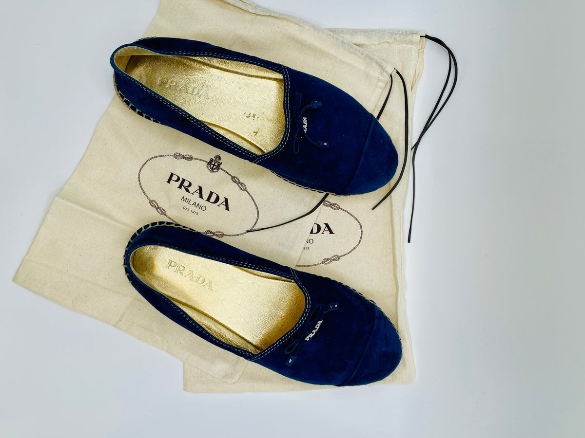 Navy Blue Prada Espadrille NWB Suede, 7.5