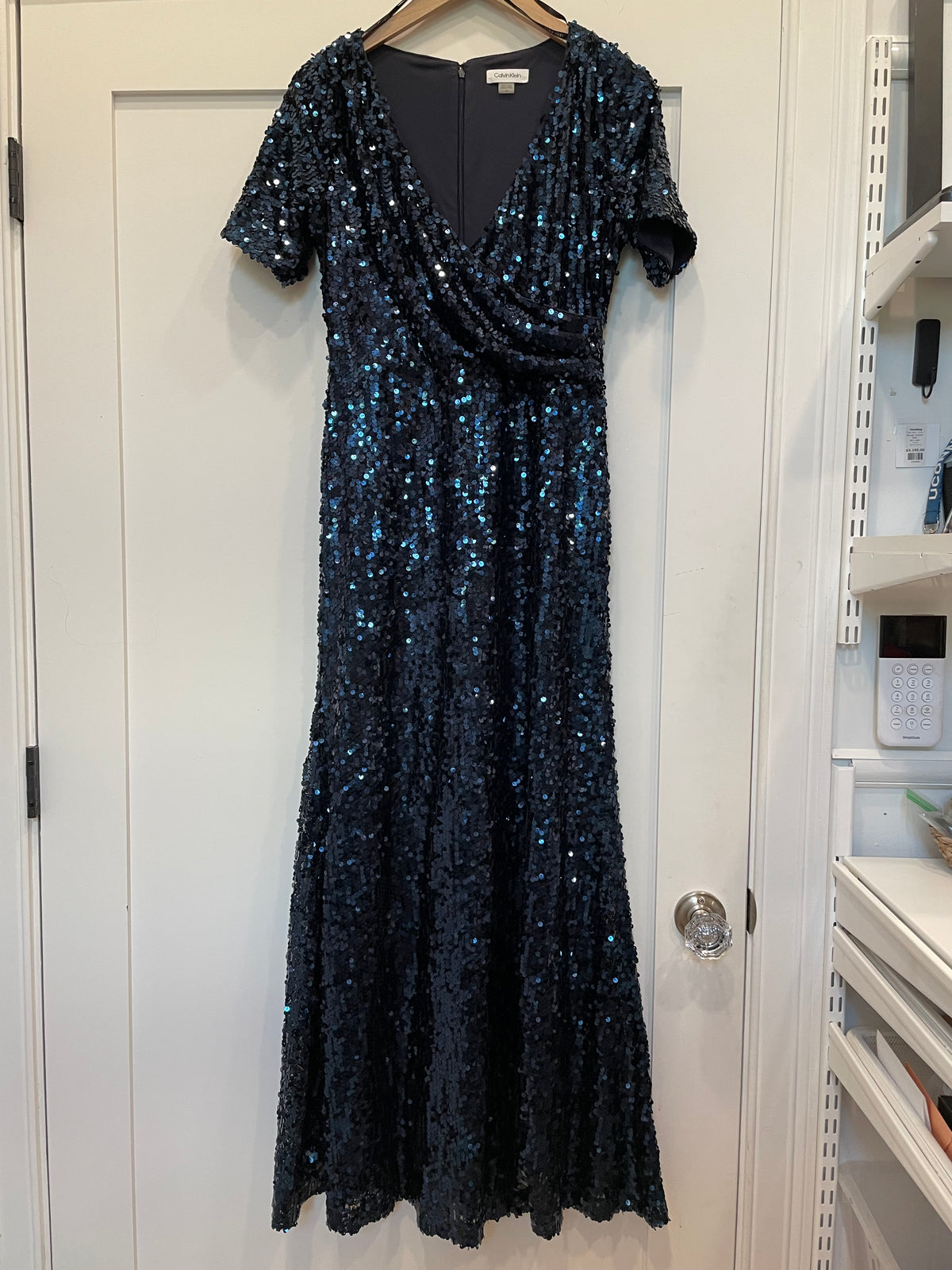 Navy Sequin Calvin Klein Evening Dress Floor length, 4
