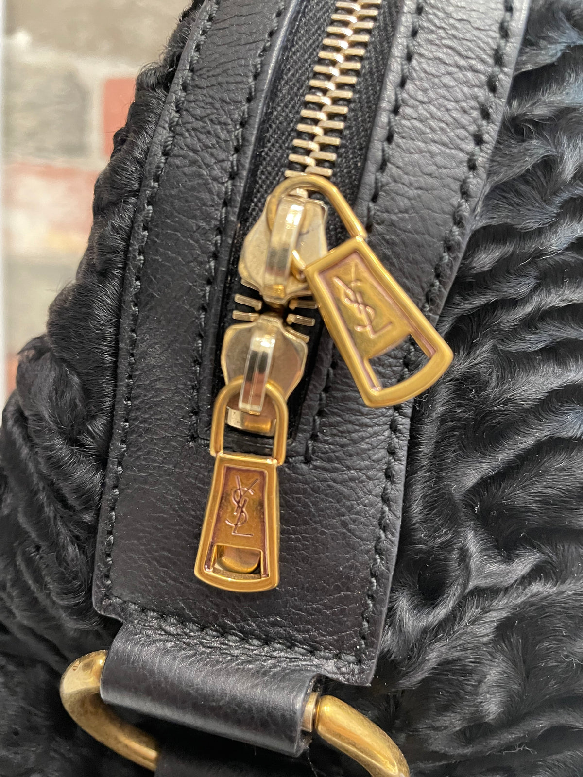 Black YSL Handbag Persian Lamb Muse VGUC (scratch on lock)