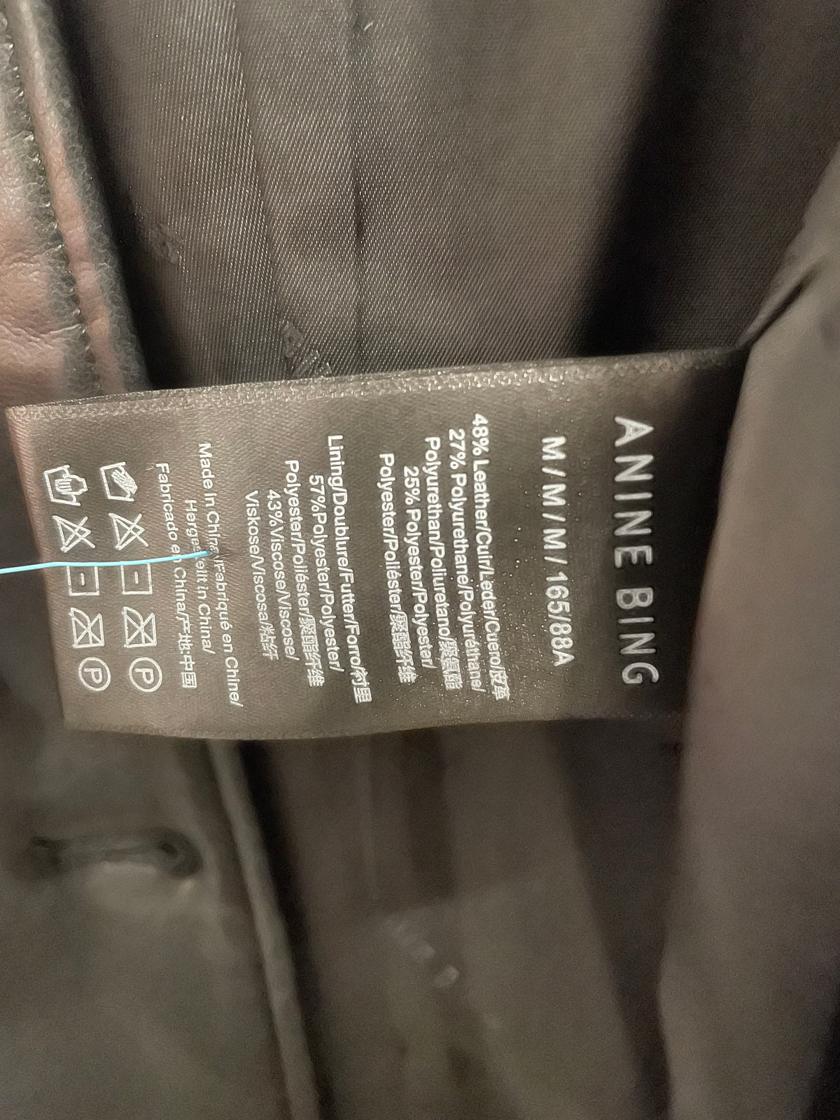 Black Anine Bing Leather Jacket Gold Button Luca , M