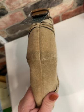 Tan Coach Bag Vintage Stitch Suede , OS