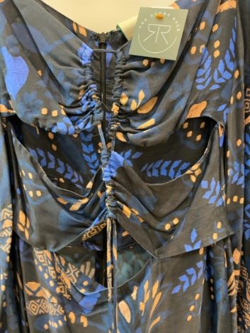 Black/Blue/Tan Farm Rio Dress Silky, NWT, M