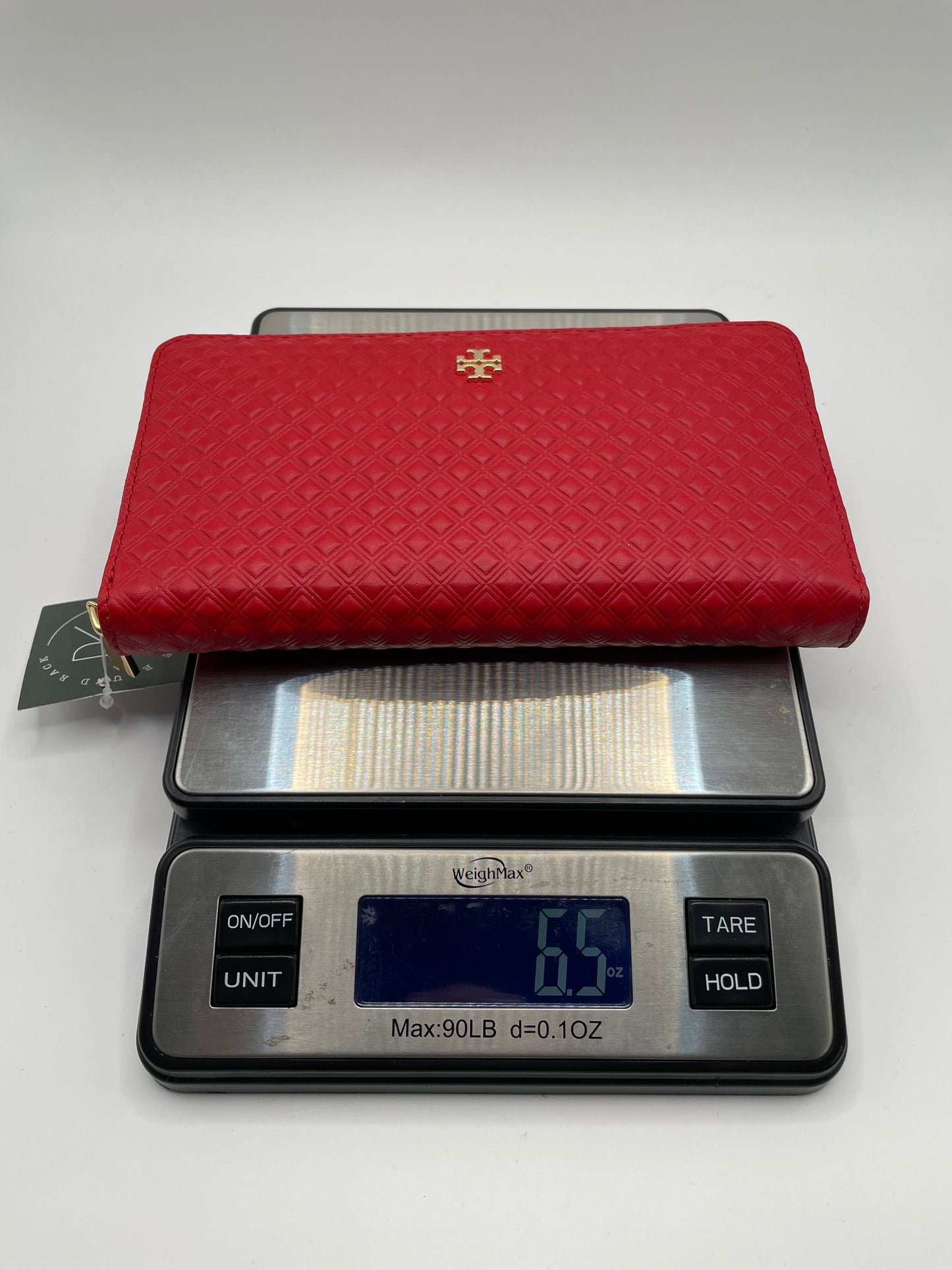 Red Embossed Tory Burch Wallet "Marion" zip around