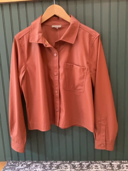 Terracotta  Lilla P  Faux Leather Shacket, M