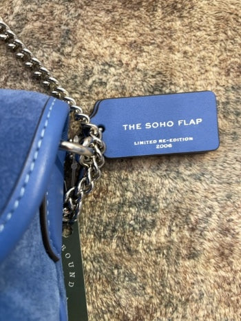 Cerulean Coach  Handbag Suede, Soho on Silver chain excellent like new condition