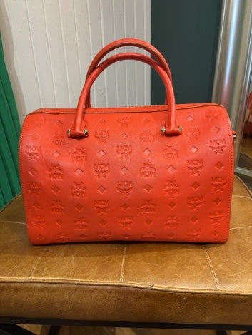 Red/orange embossed mcm Handbag Boston Bag