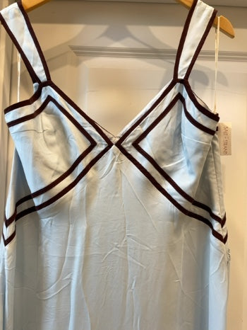 Powder Blue SANCIA Dress Brown Trim, NWT, M