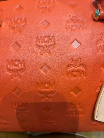 Red/orange embossed mcm Handbag Boston Bag