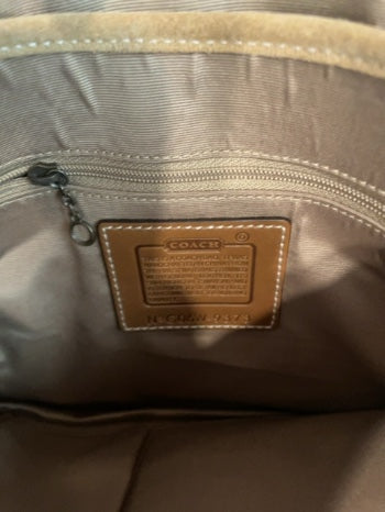 Tan Coach Bag Vintage Stitch Suede , OS