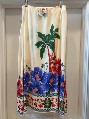 Cream, print Farm Rio x Anthro Skirt Palm tree print, s