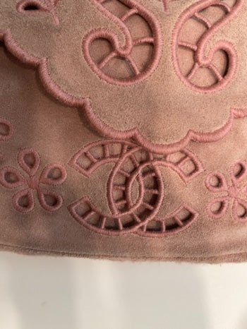 Pink Suede Chanel  Cross body bag Edinburgh mini Highland AS IS overall condition
