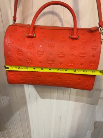 Red/orange embossed mcm Handbag Boston Bag