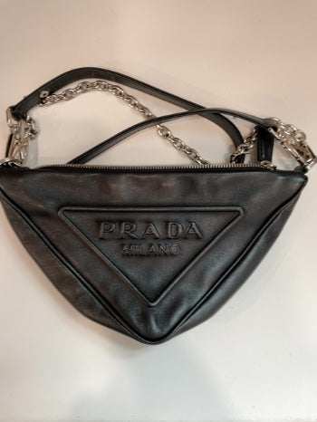Black Prada Purse Triangle Logo Pouch