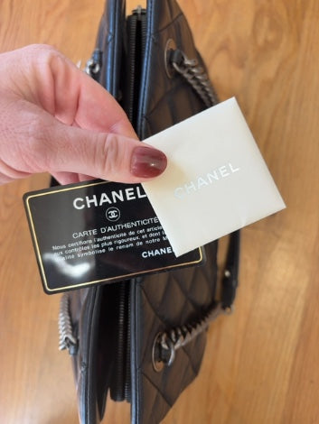 Black Chanel Handbag Large shopping tote- with bag and box, etc