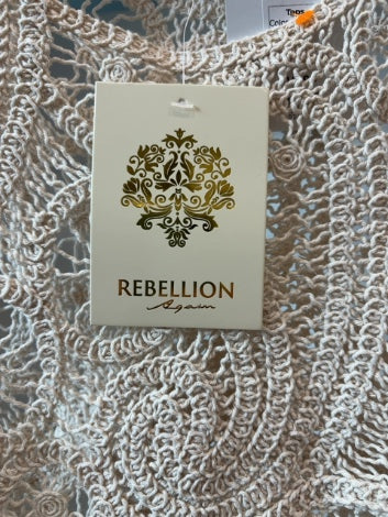 Cream Rebellion Again Sleeveless top NWT crochet asymetrical, M
