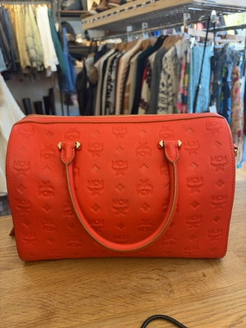 Red/orange embossed mcm Handbag Boston Bag