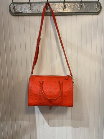 Red/orange embossed mcm Handbag Boston Bag