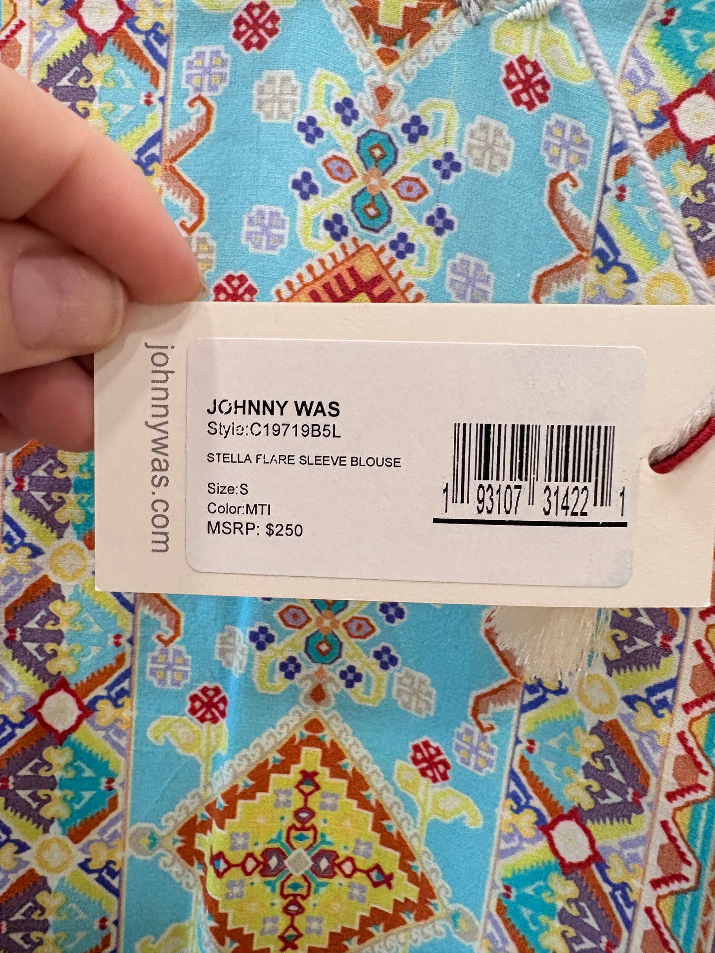 Teal/Multi Johnny Was Tunic Pullover, NWT, s $250 MSRP