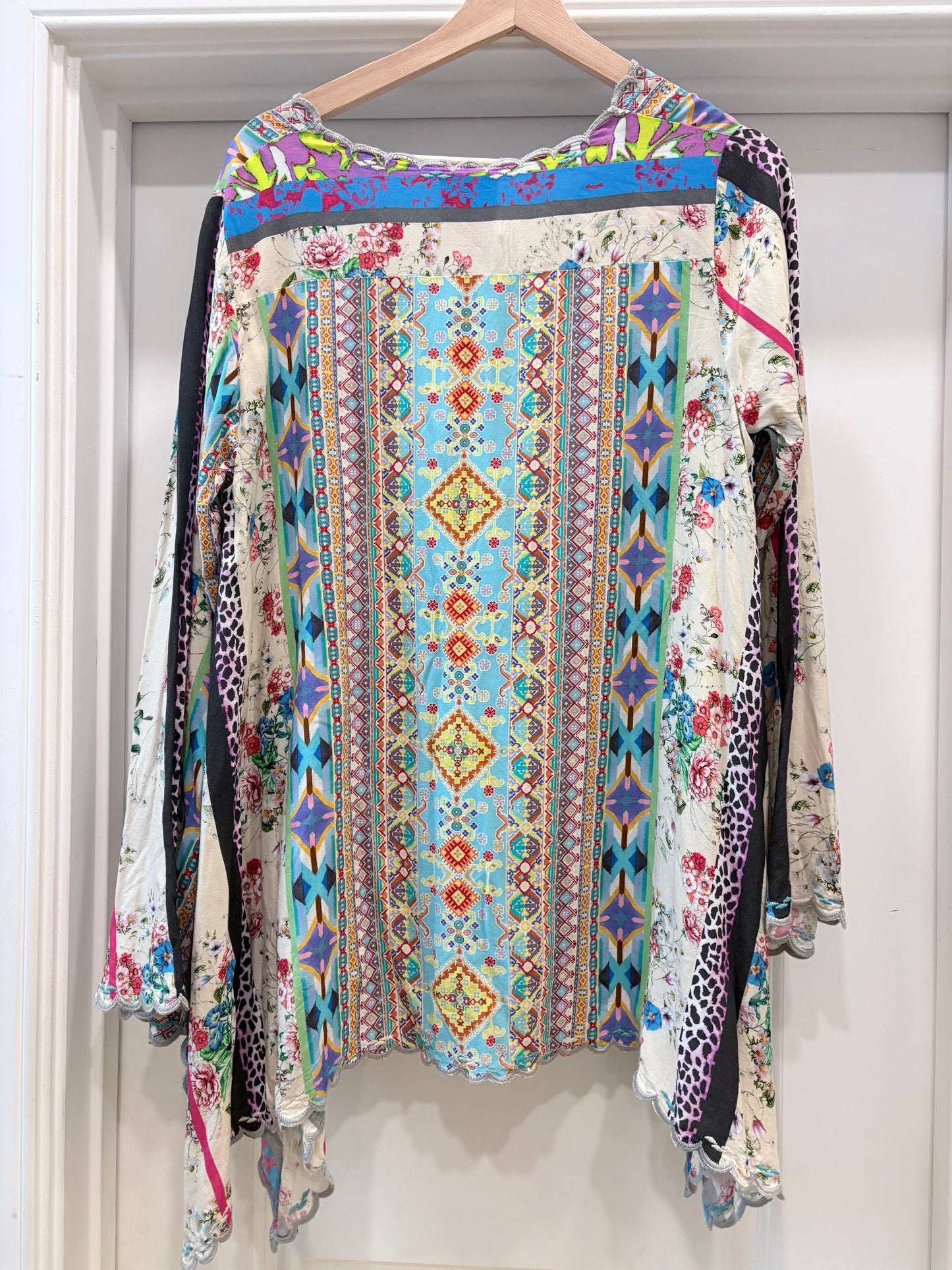 Teal/Multi Johnny Was Tunic Pullover, NWT, s $250 MSRP