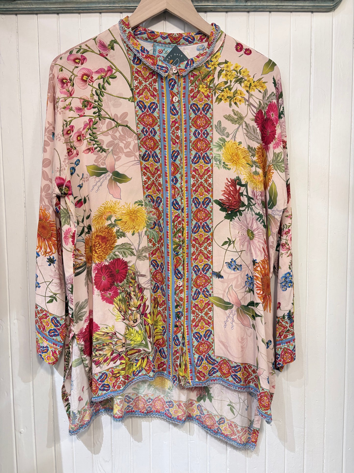 Blush, multi floral  Johnny Was Blouse Silk/boho, s