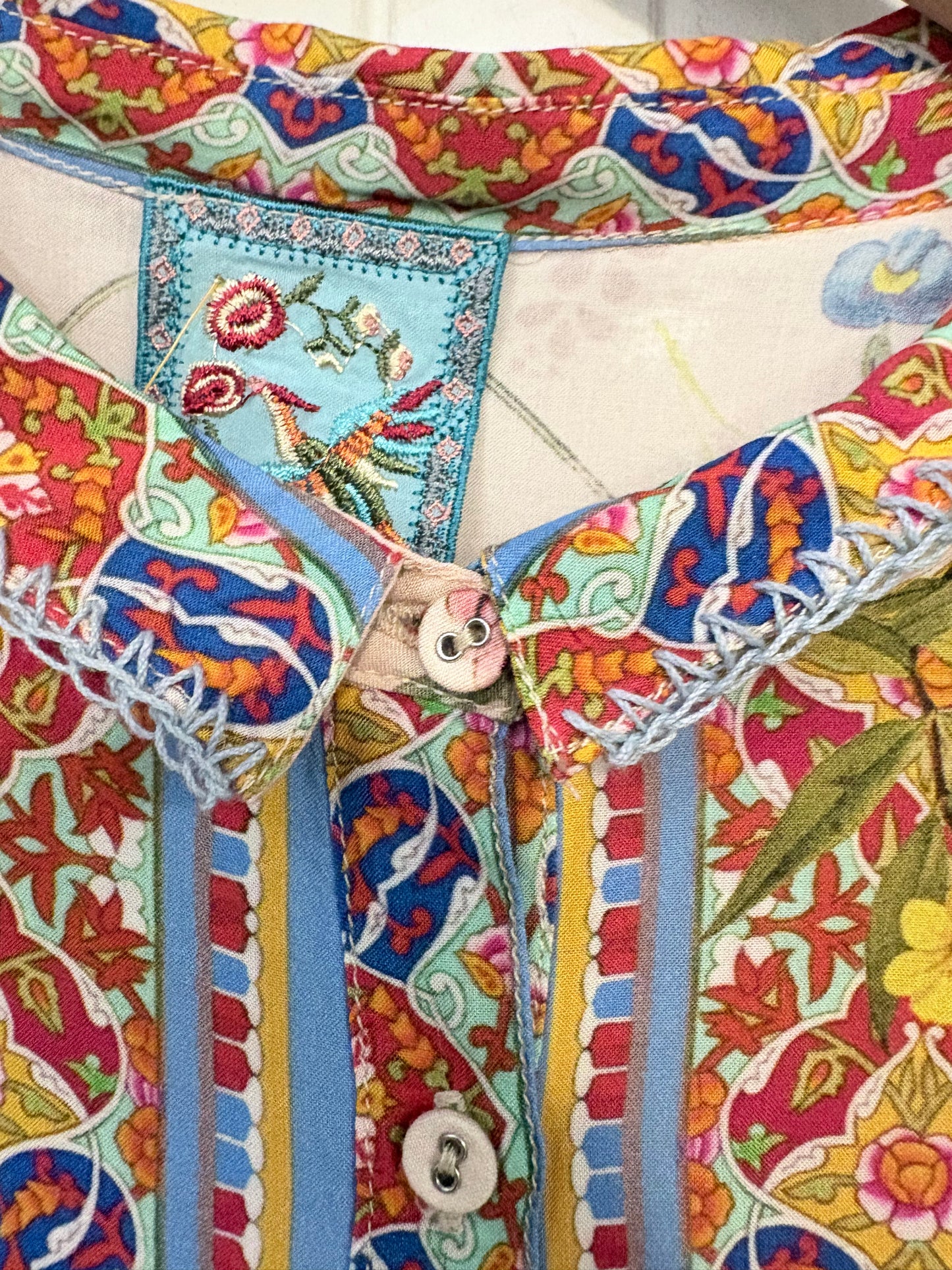 Blush, multi floral  Johnny Was Blouse Silk/boho, s