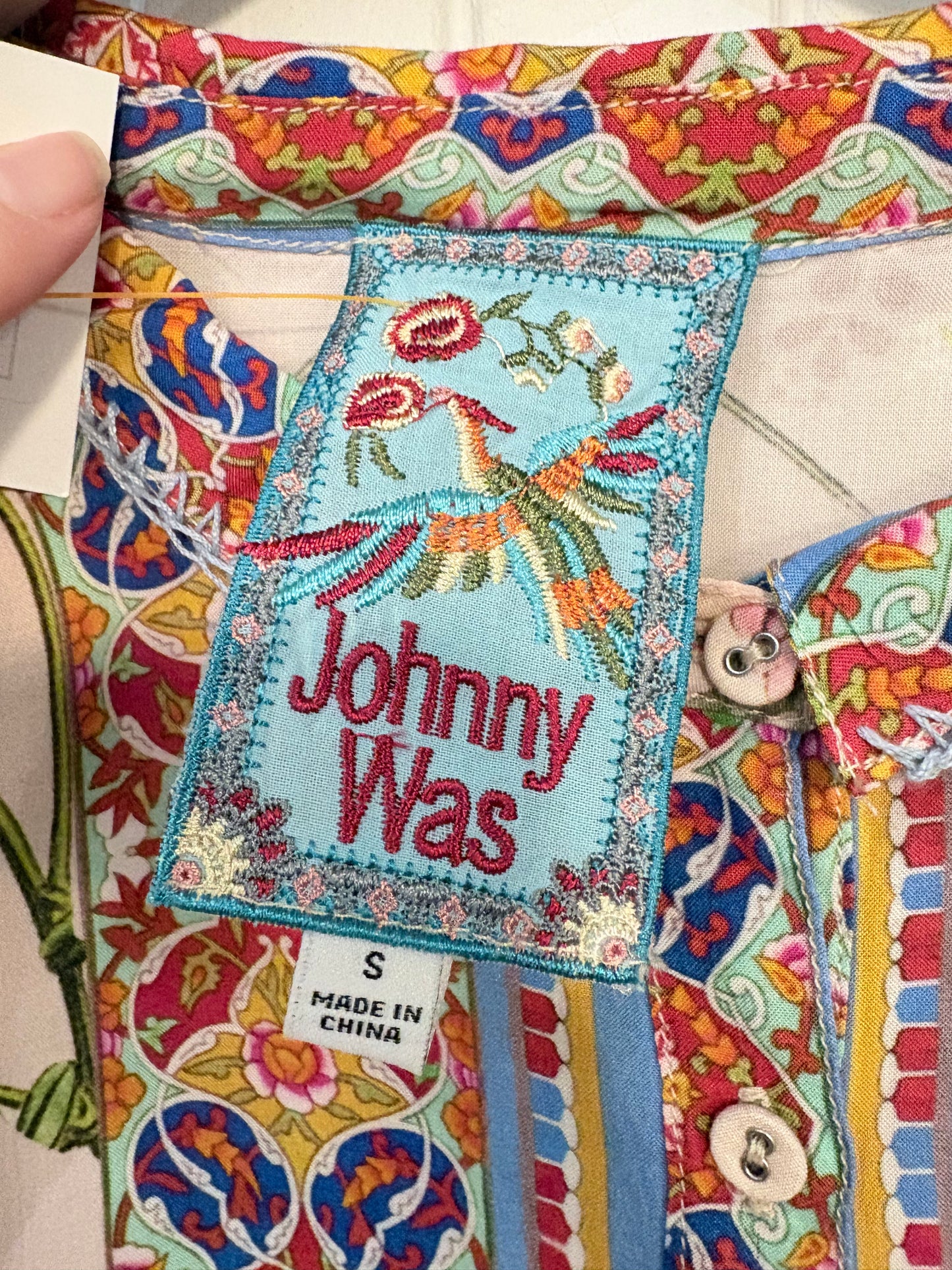 Blush, multi floral  Johnny Was Blouse Silk/boho, s