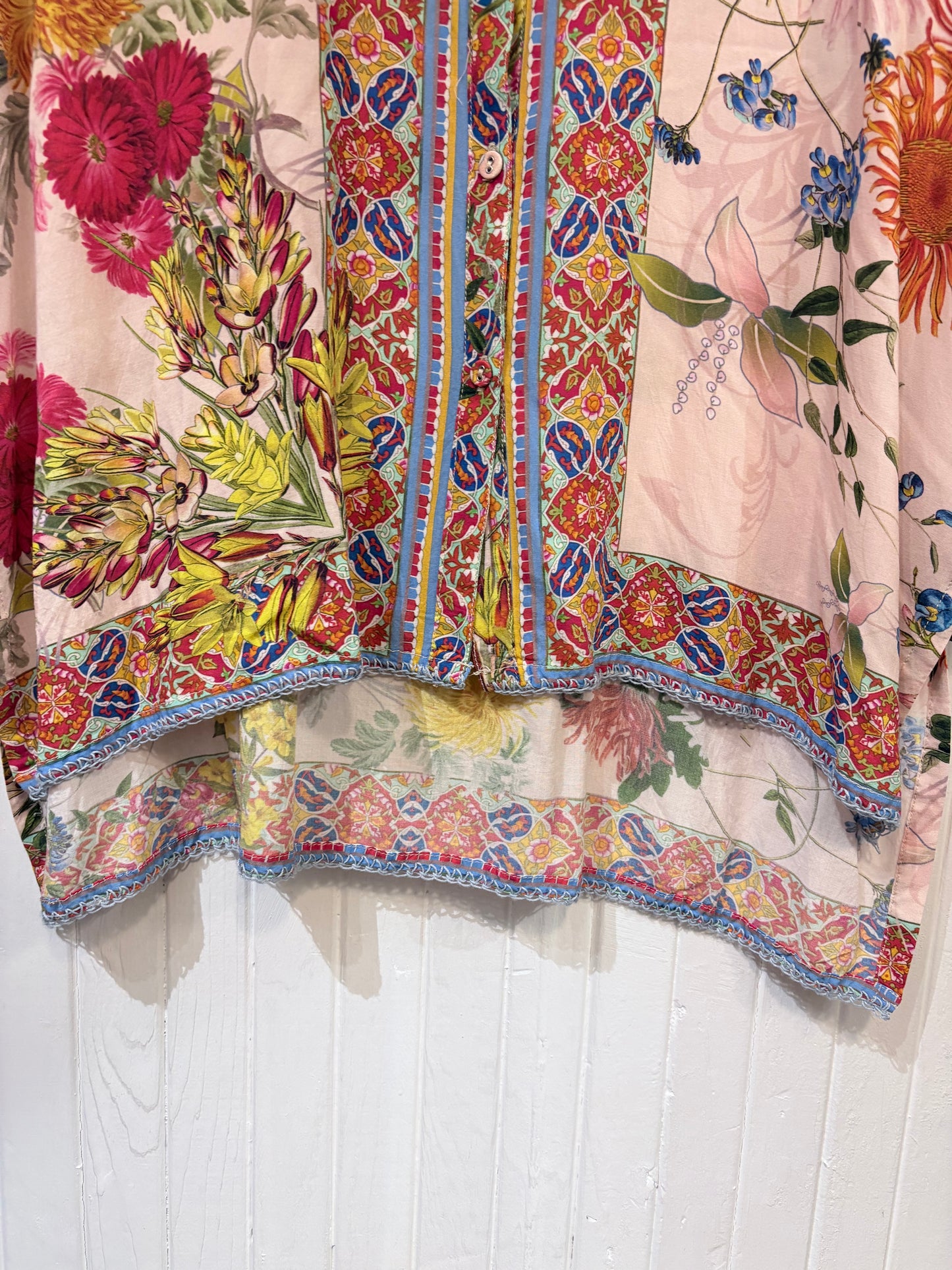 Blush, multi floral  Johnny Was Blouse Silk/boho, s