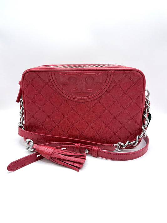 Red Tory Burch handbag Quilted, cross body excellent condition