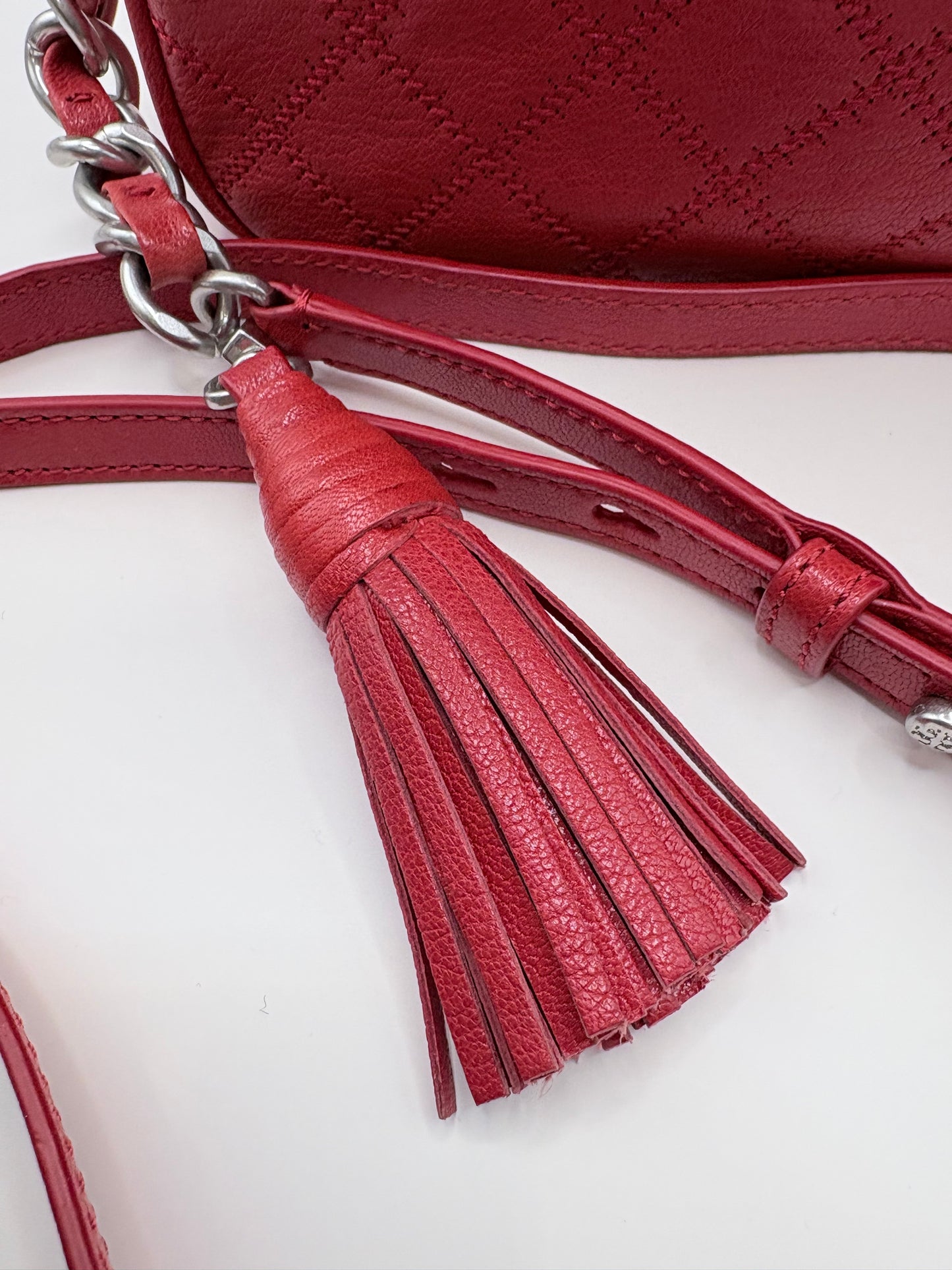 Red Tory Burch handbag Quilted, cross body excellent condition