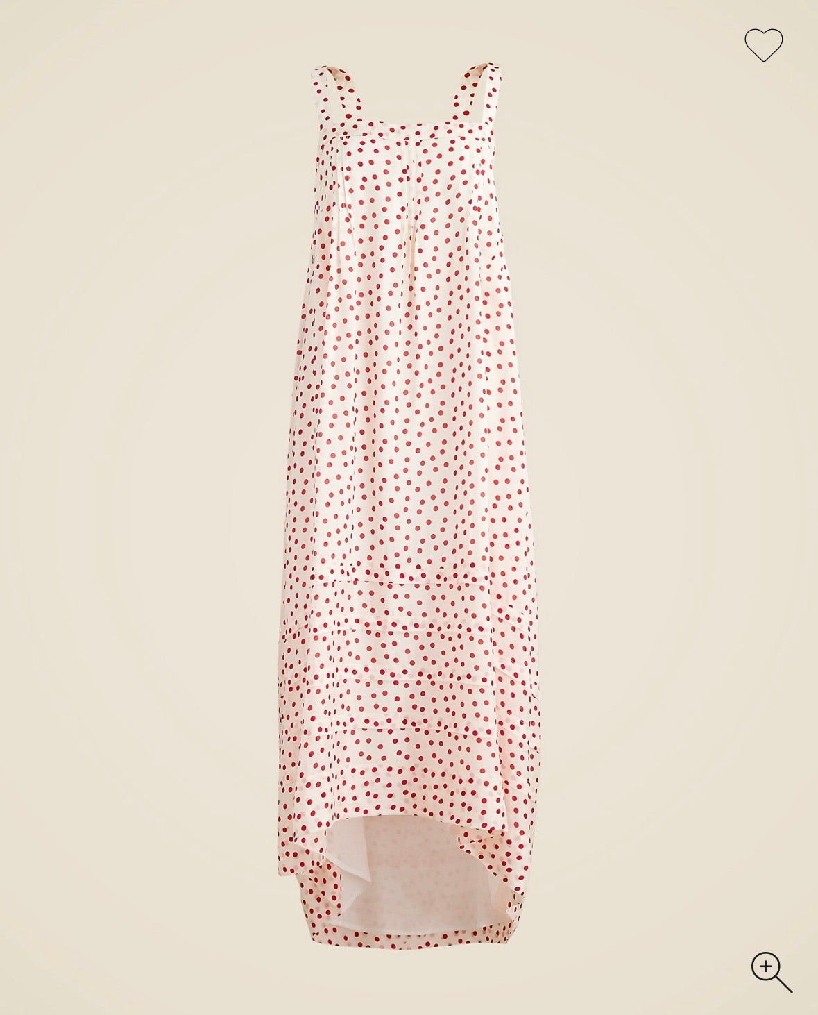 White / Red Dot J. Crew Dress Sleeveless, maxi, polka dot , XS