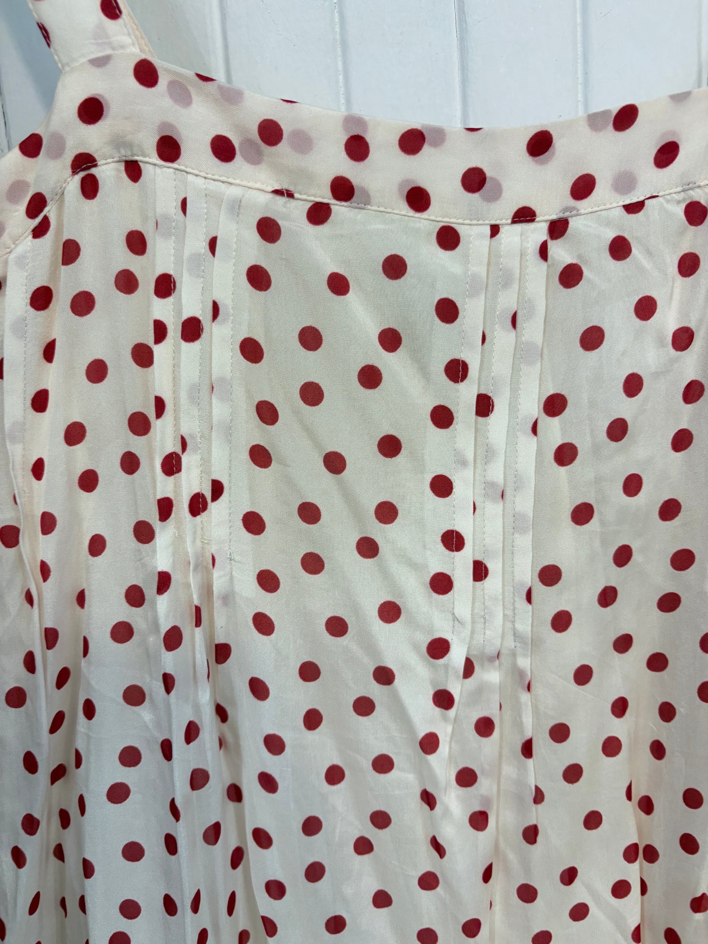 White / Red Dot J. Crew Dress Sleeveless, maxi, polka dot , XS
