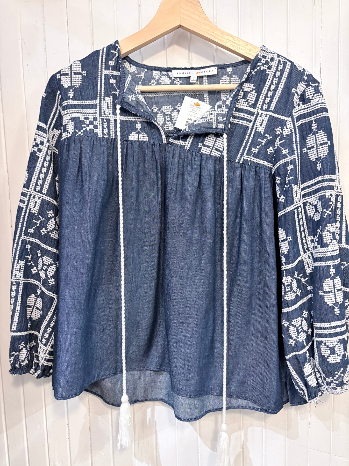 Denim  English Factory Blouse White embroidered, s