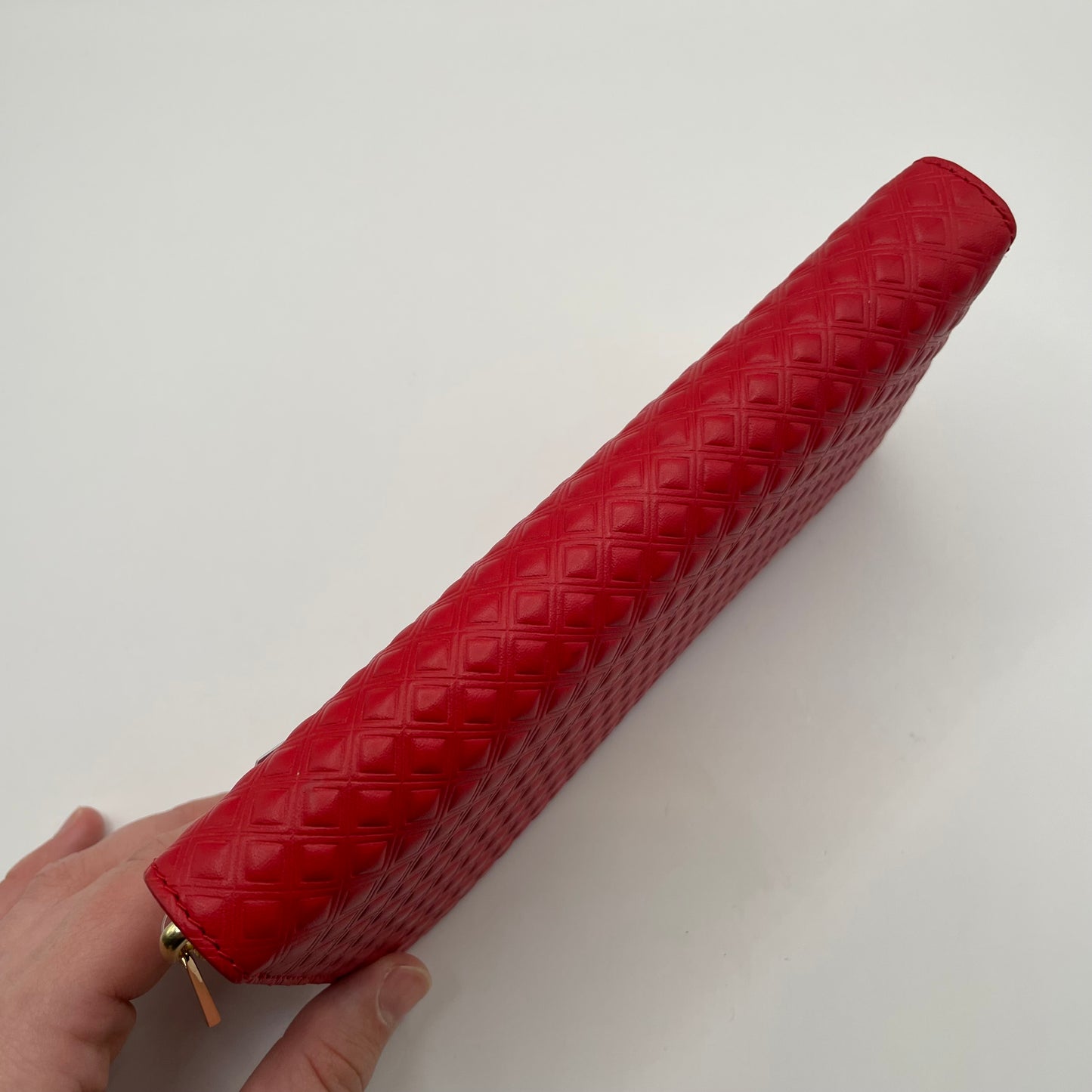 Red Embossed Tory Burch Wallet "Marion" zip around