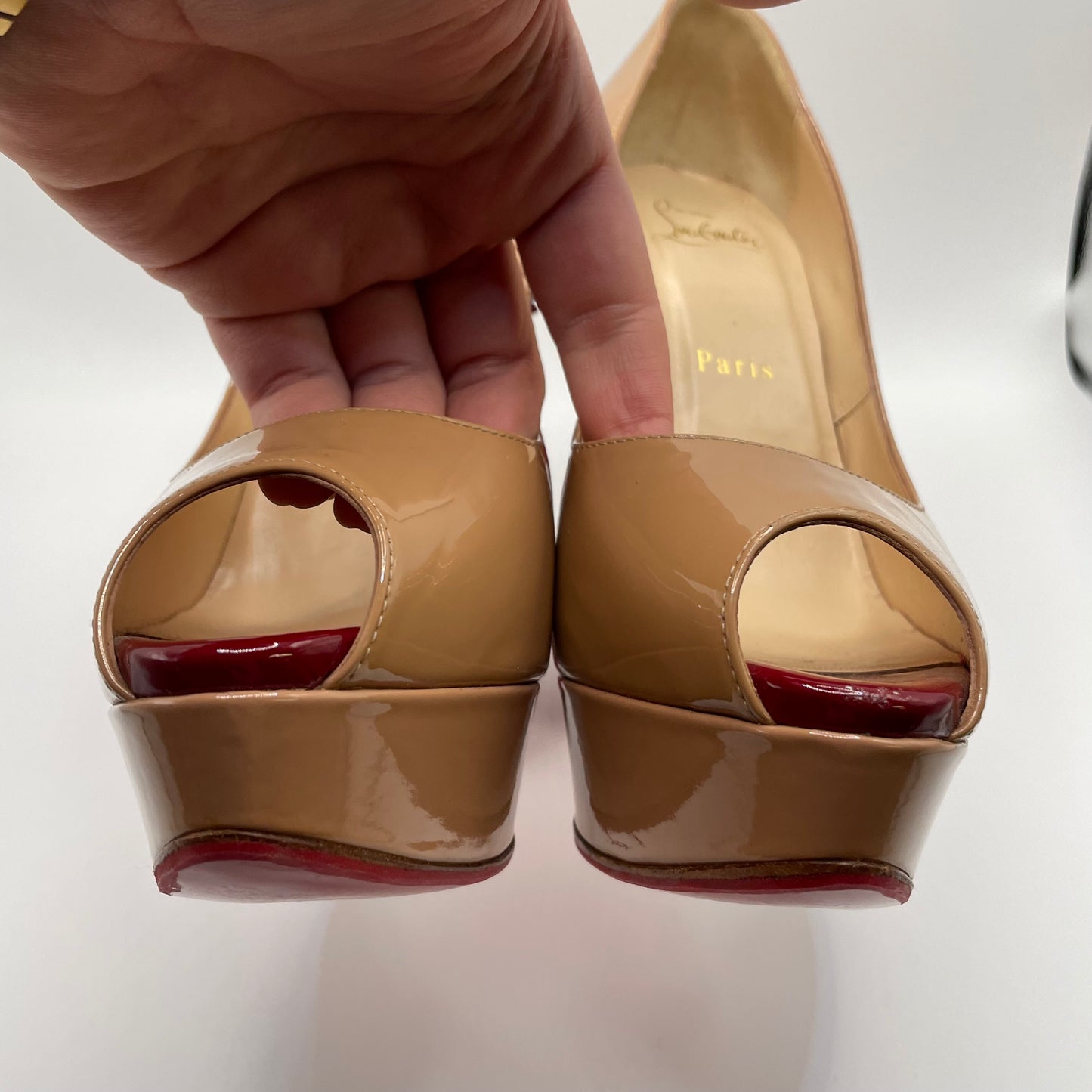 Tan Christian Louboutin Pump Taclou Pump, 38.5