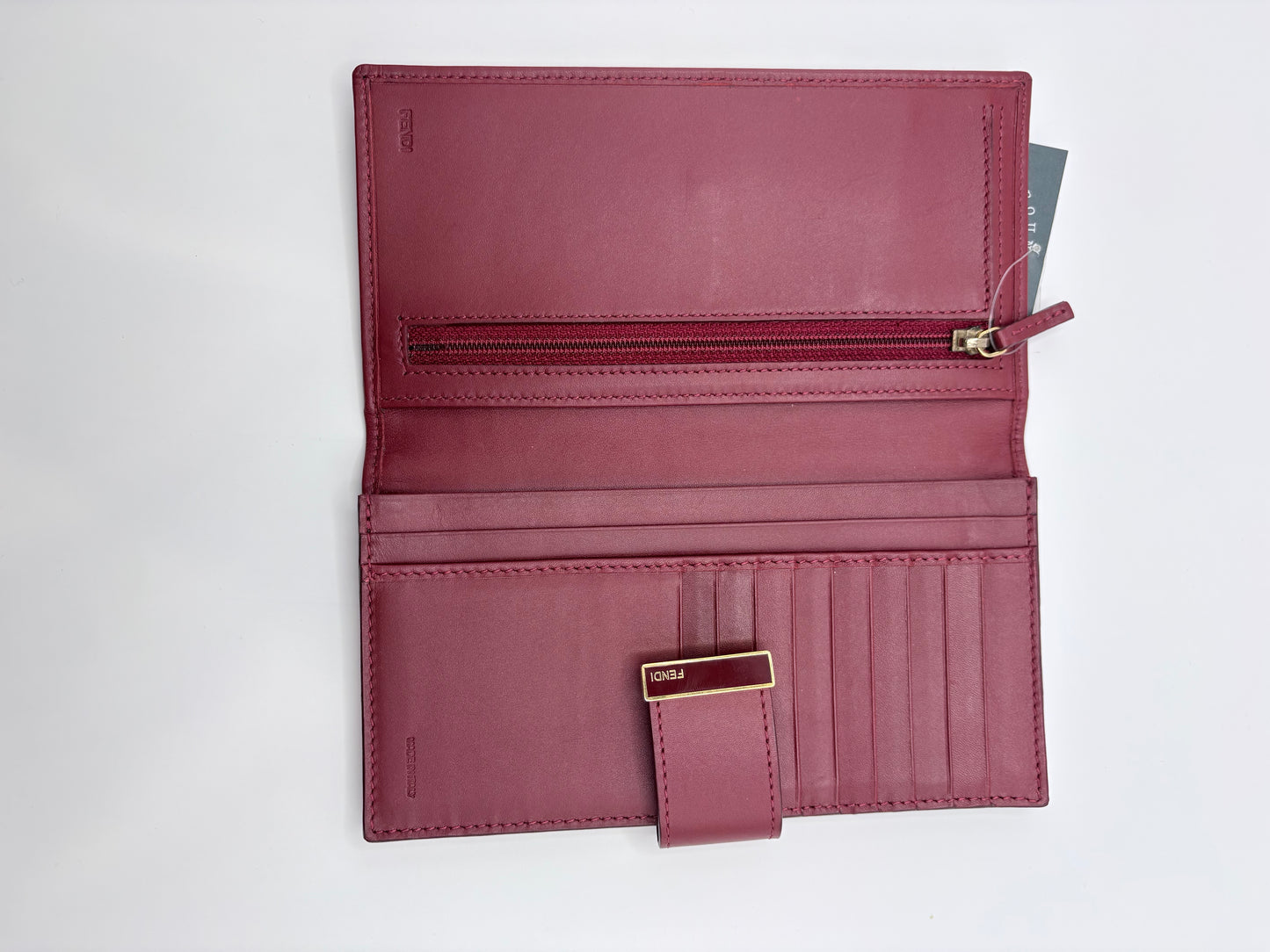 Deep red/Brown Logo Fendi Wallet Zucca canvas