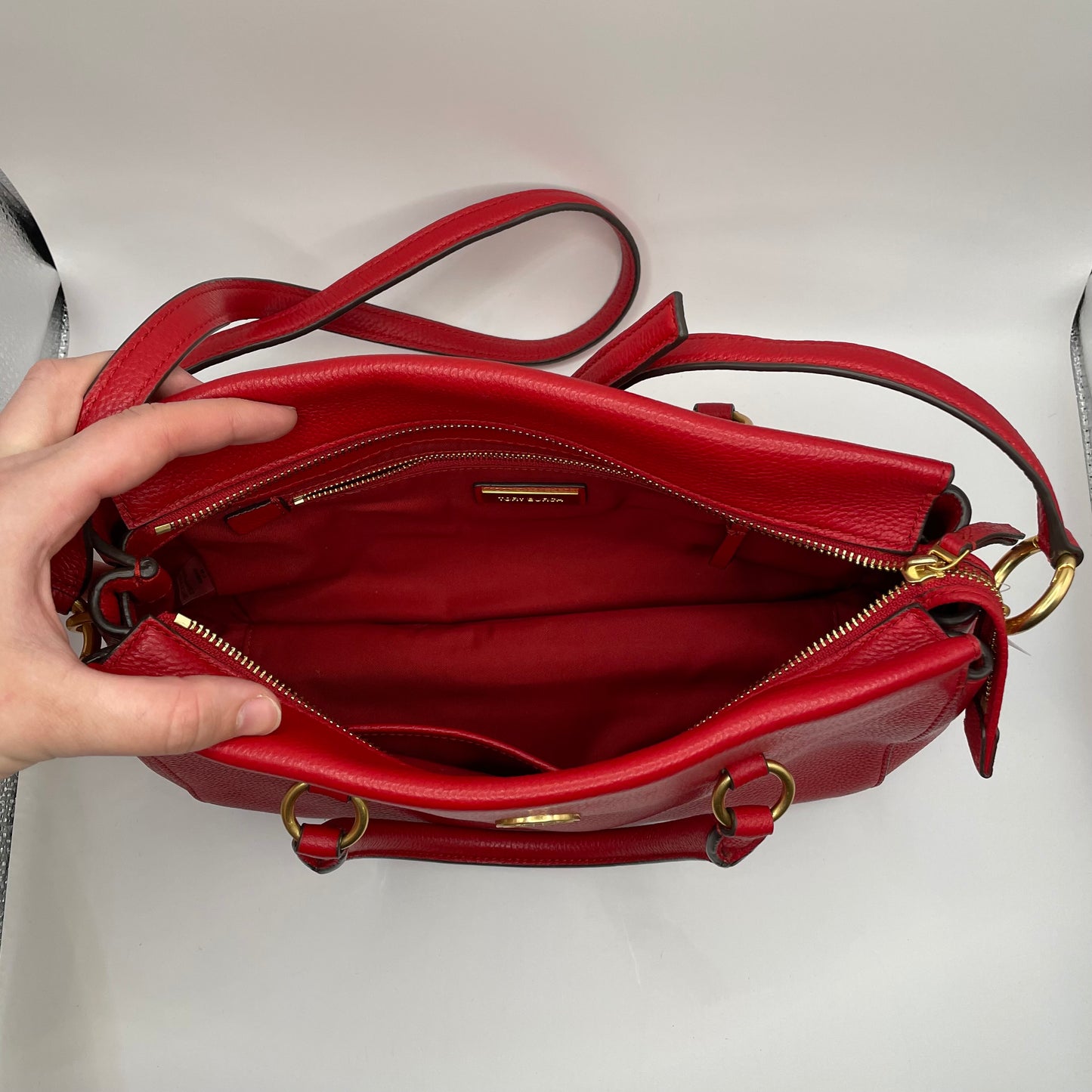 Red Tory Burch Purse Robinson Satchel