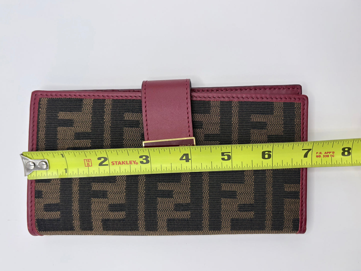Deep red/Brown Logo Fendi Wallet Zucca canvas