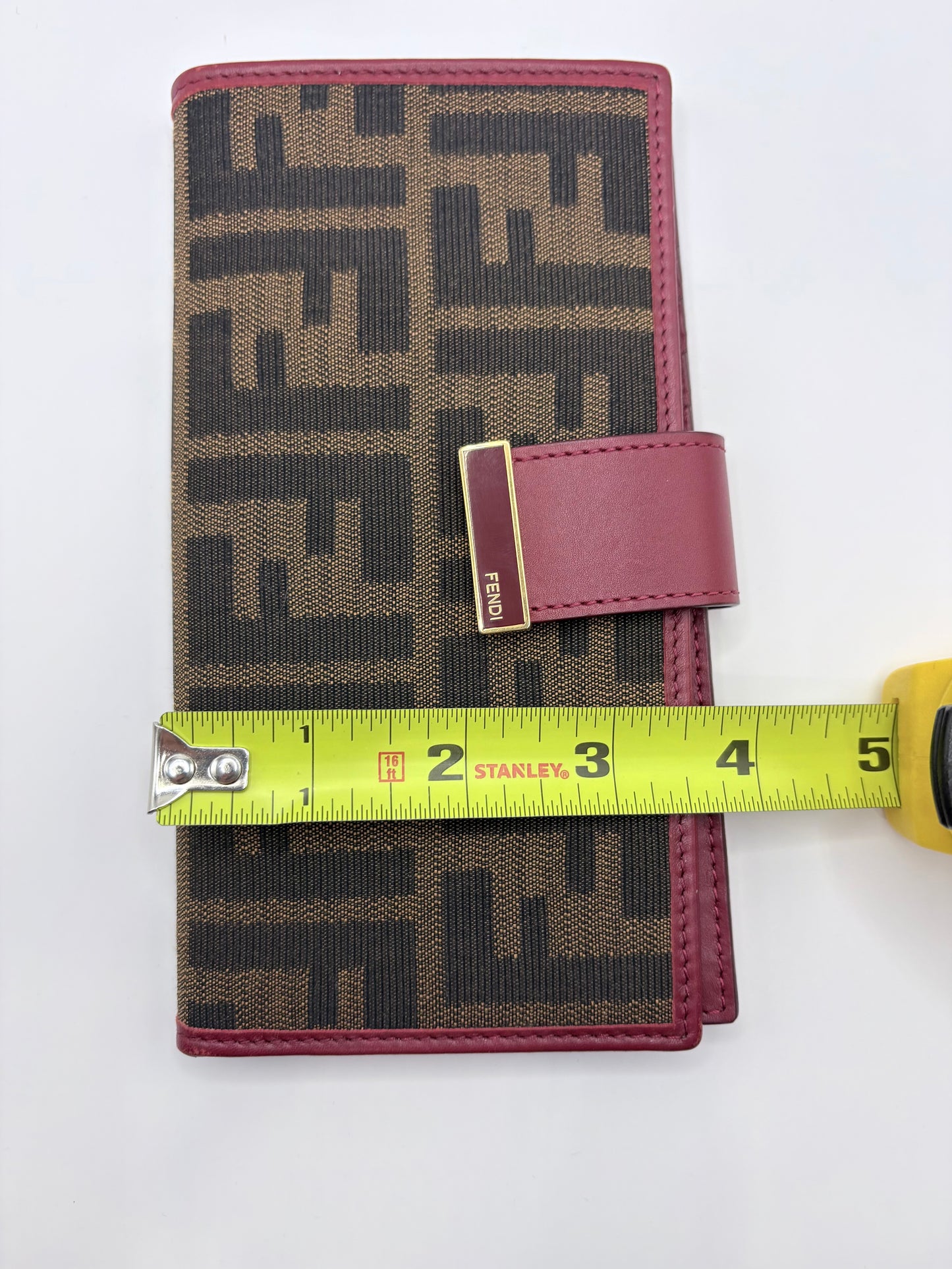 Deep red/Brown Logo Fendi Wallet Zucca canvas