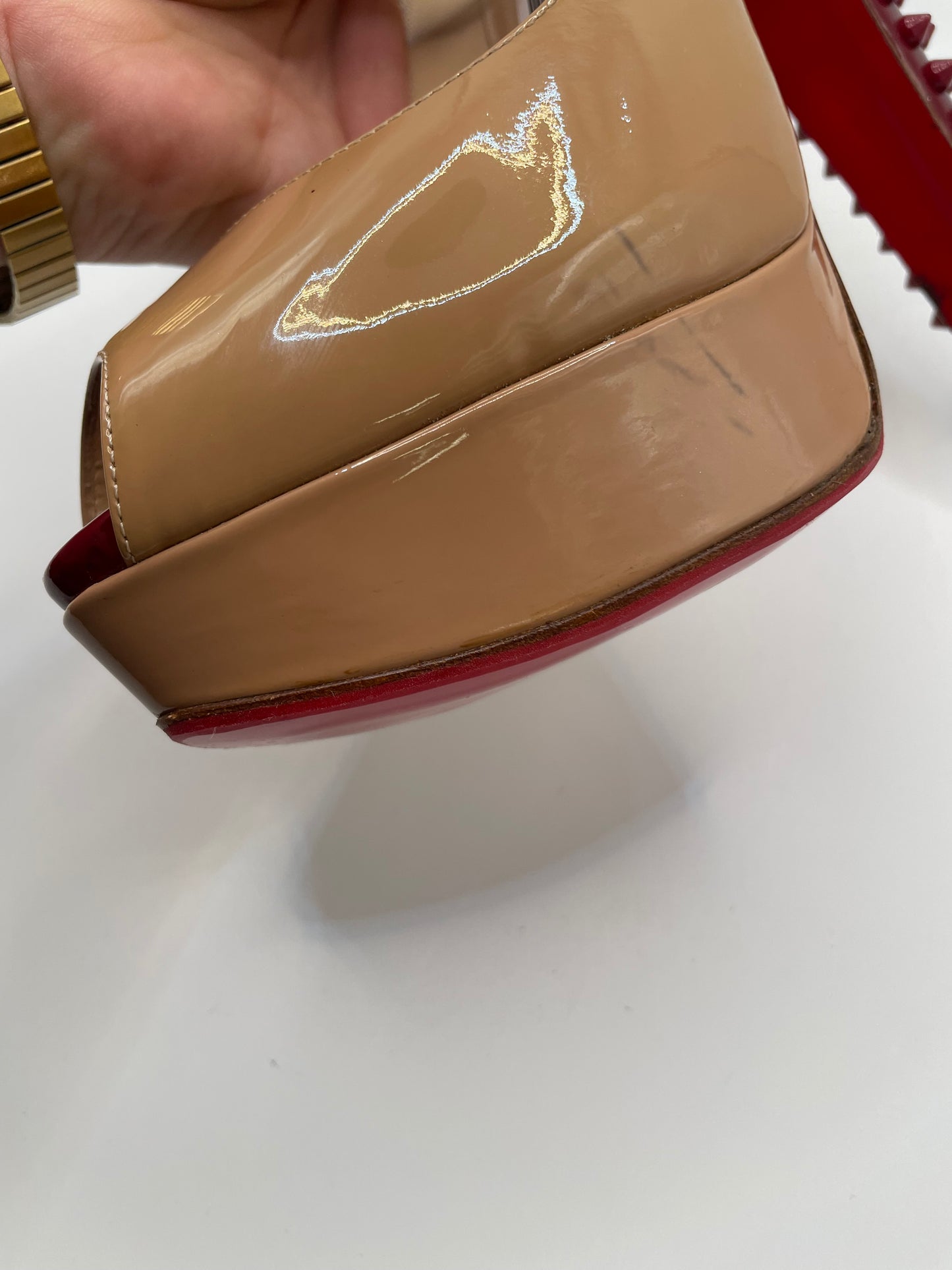 Tan Christian Louboutin Pump Taclou Pump, 38.5
