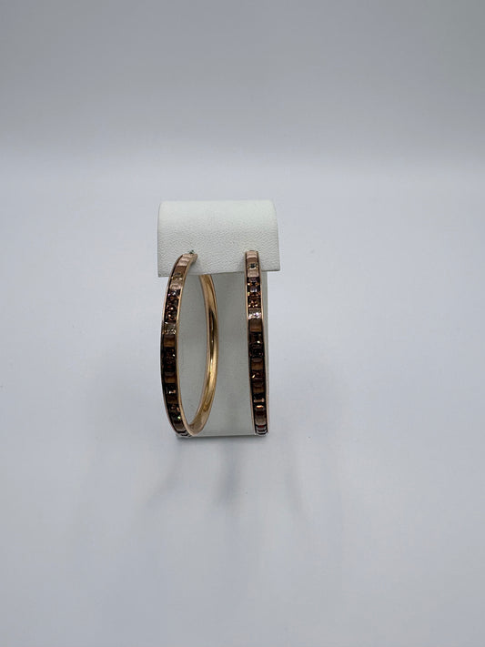Gold/Bronze Viktor & Rolf Earrings Atelier Swarvowski crystal hoops