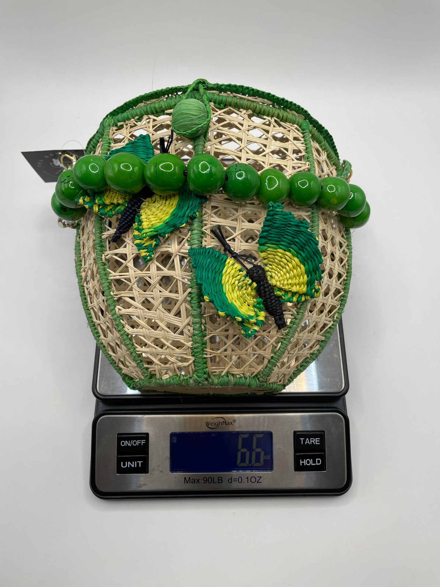 Wicker/Green Victoria Dunn Purse Woven Butterfly Bead