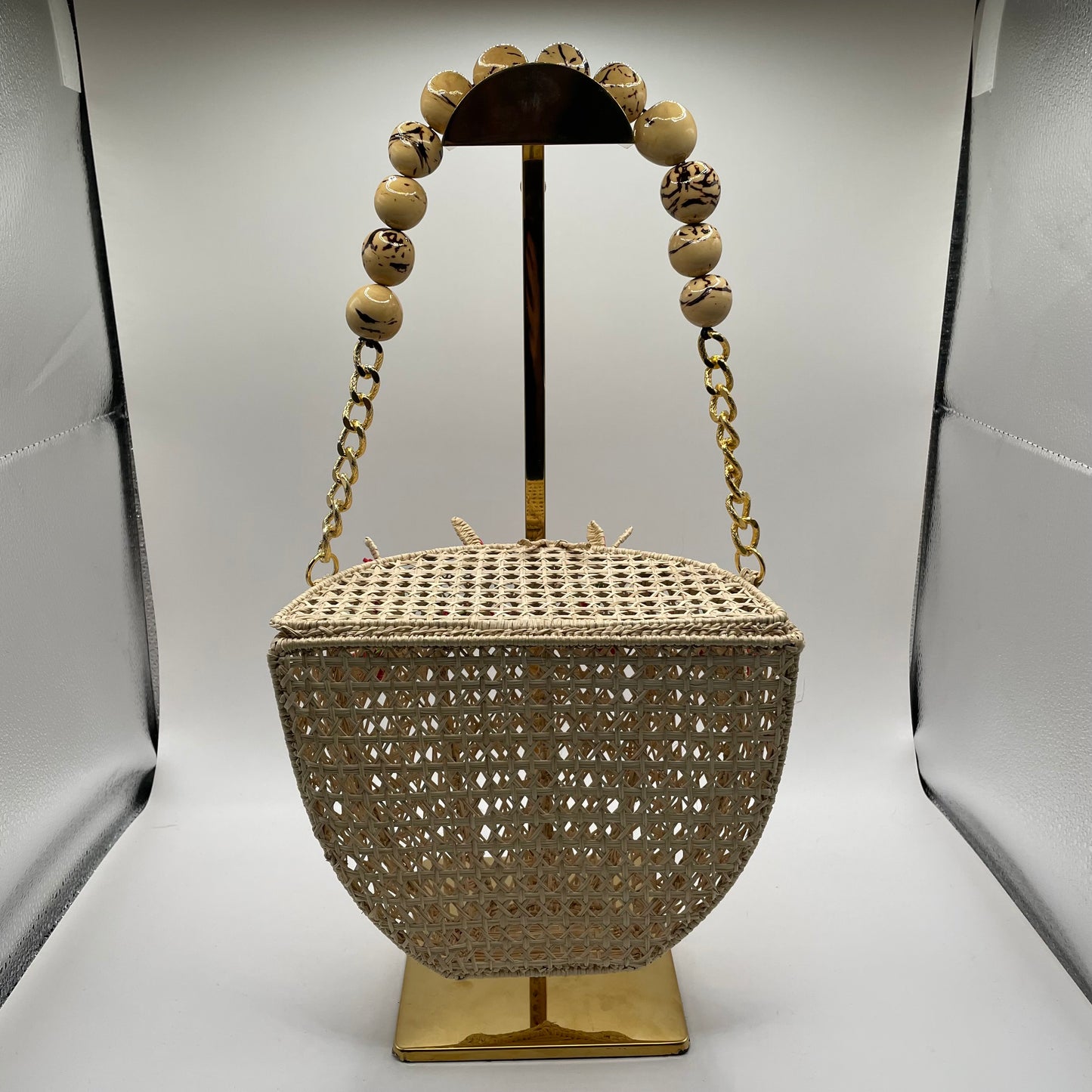 Wicker Red Victoria Dunn Purse Woven Cherry Bead