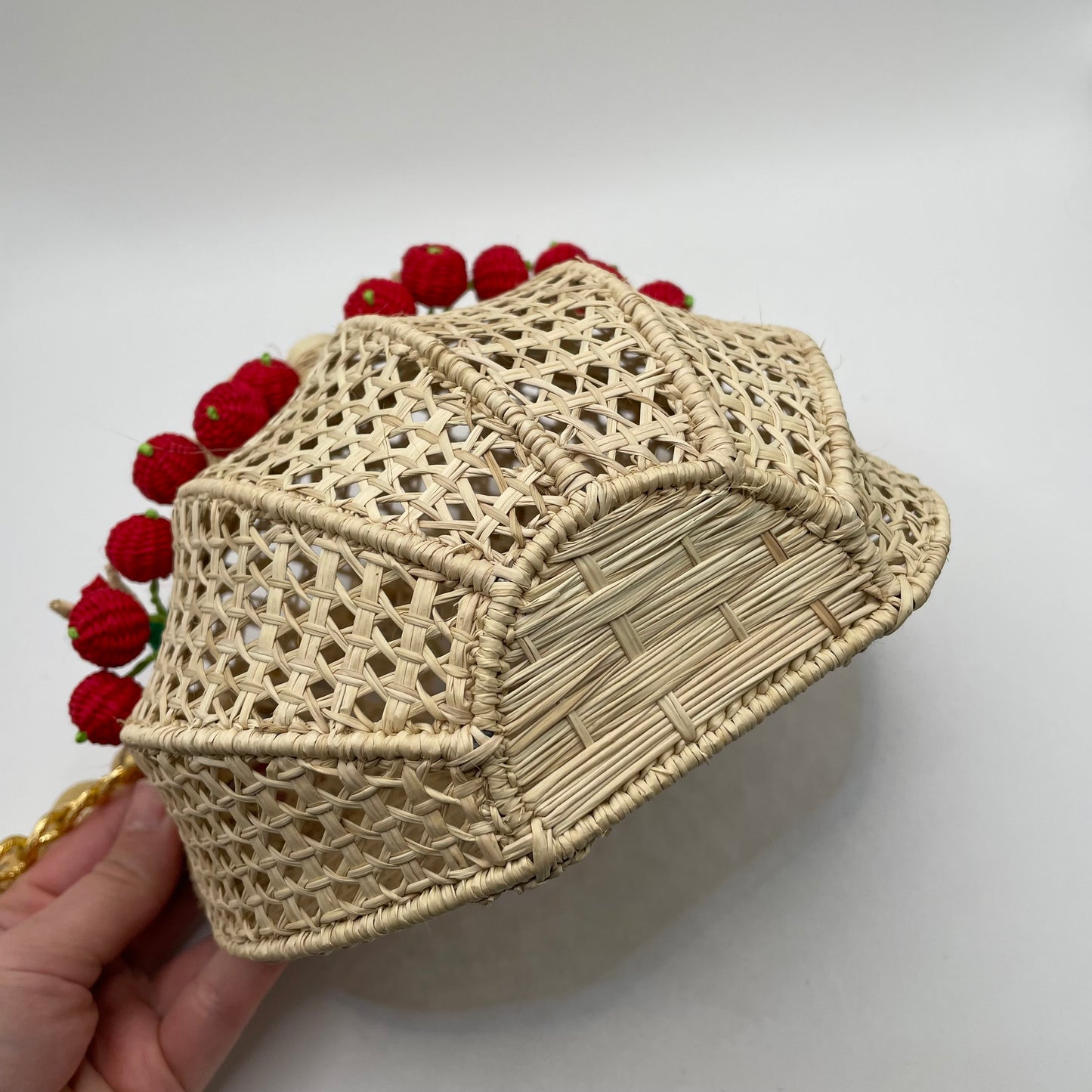 Wicker Red Victoria Dunn Purse Woven Cherry Bead