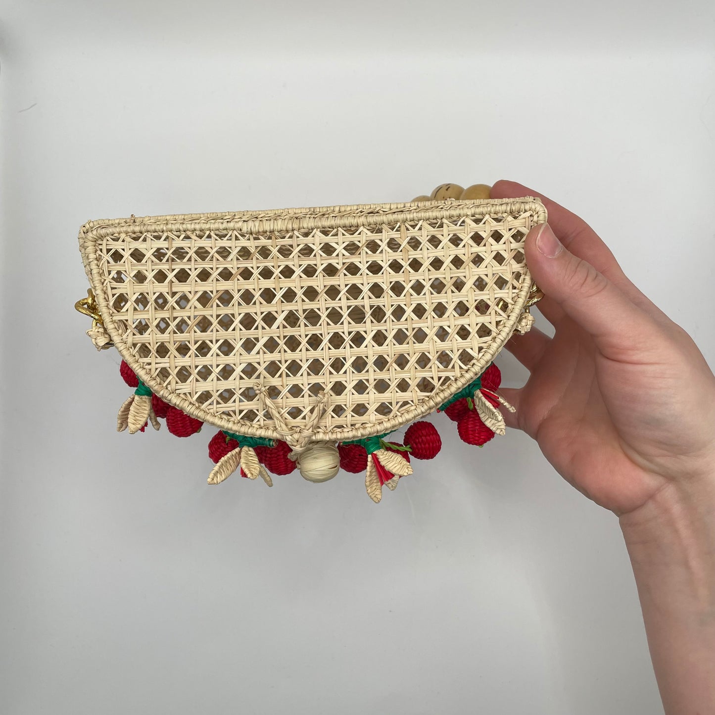 Wicker Red Victoria Dunn Purse Woven Cherry Bead