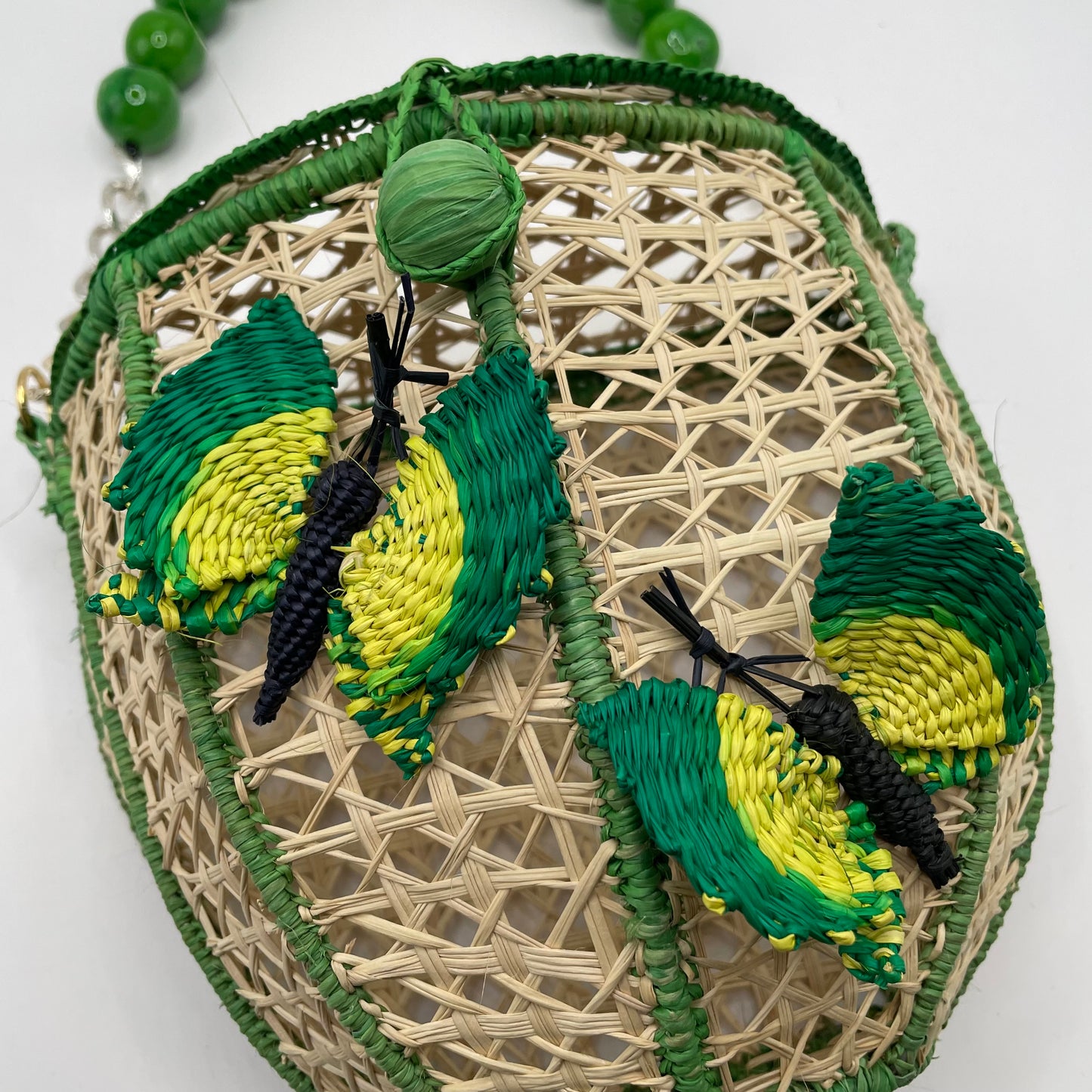Wicker/Green Victoria Dunn Purse Woven Butterfly Bead